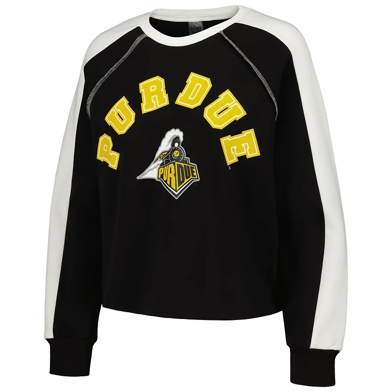 Gameday Couture Purdue Boilermakers Blindside Raglan Cropped Pullover Sweatshirt