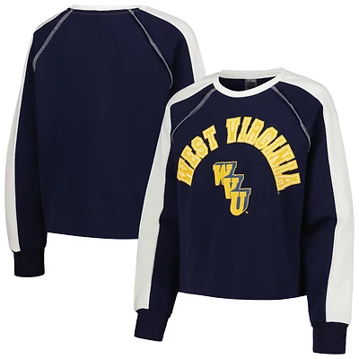 Gameday Couture West Virginia Mountaineers Blindside Raglan Cropped Pullover Sweatshirt