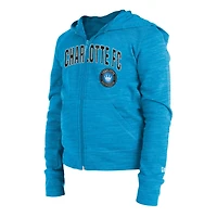 Girls Youth New Era Charlotte FC Space-Dye Full-Zip Hoodie