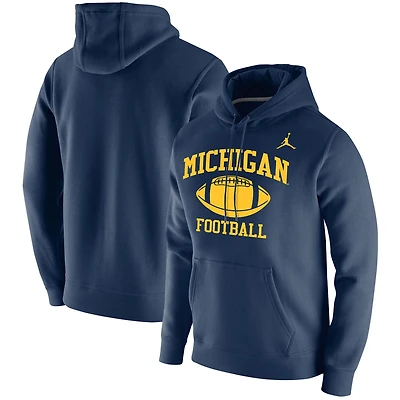Jordan Brand Heathered Gray Michigan Wolverines Retro Football Club Fleece Pullover Hoodie