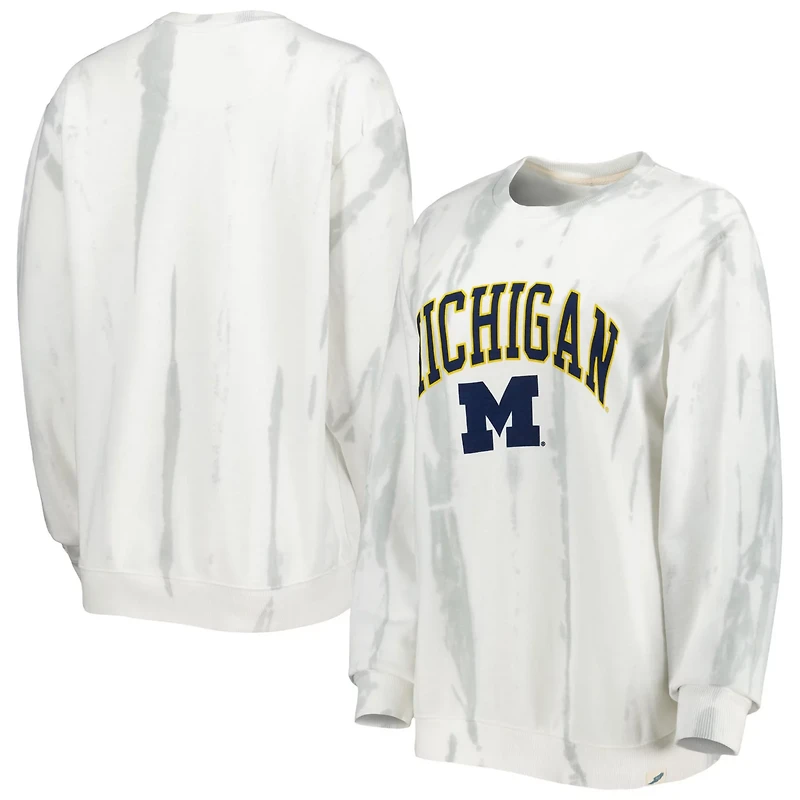 League Collegiate Wear /Silver Michigan Wolverines Classic Arch Dye Terry Pullover Sweatshirt