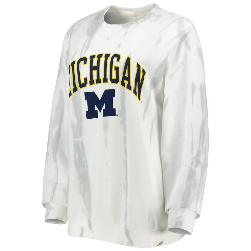 League Collegiate Wear /Silver Michigan Wolverines Classic Arch Dye Terry Pullover Sweatshirt