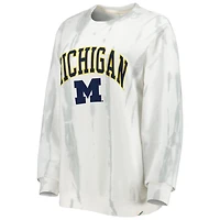 League Collegiate Wear /Silver Michigan Wolverines Classic Arch Dye Terry Pullover Sweatshirt
