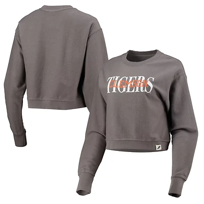 League Collegiate Wear Clemson Tigers Classic Corded Timber Crop Pullover Sweatshirt