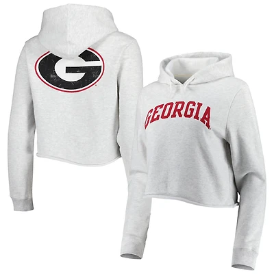 League Collegiate Wear Georgia Bulldogs 2-Hit 1636 Cropped Pullover Hoodie