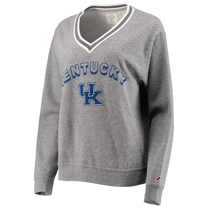 League Collegiate Wear Heathered Gray Kentucky Wildcats Victory Springs Tri-Blend V-Neck Pullover Sweatshirt