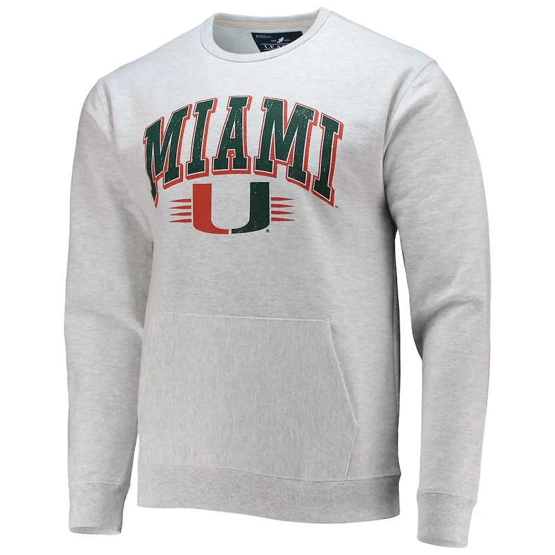 League Collegiate Wear Heathered Gray Miami Hurricanes Upperclassman Pocket Pullover Sweatshirt