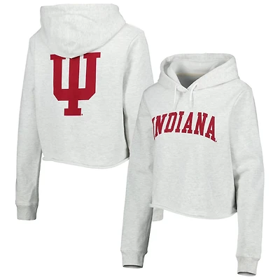 League Collegiate Wear Indiana Hoosiers 2-Hit 1636 Cropped Pullover Hoodie