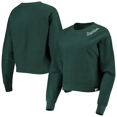 League Collegiate Wear Michigan State Spartans Corded Timber Cropped Pullover Sweatshirt