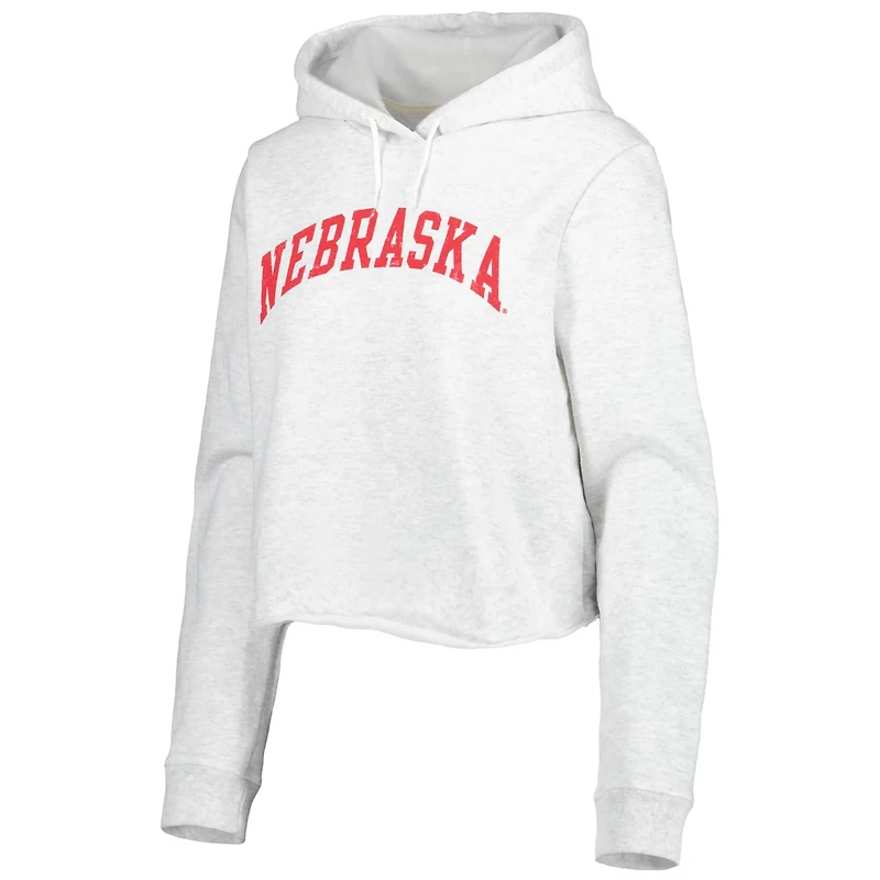 League Collegiate Wear Nebraska Huskers 2-Hit 1636 Cropped Pullover Hoodie