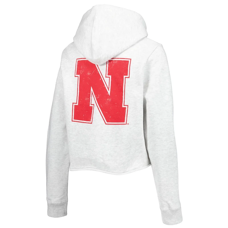 League Collegiate Wear Nebraska Huskers 2-Hit 1636 Cropped Pullover Hoodie