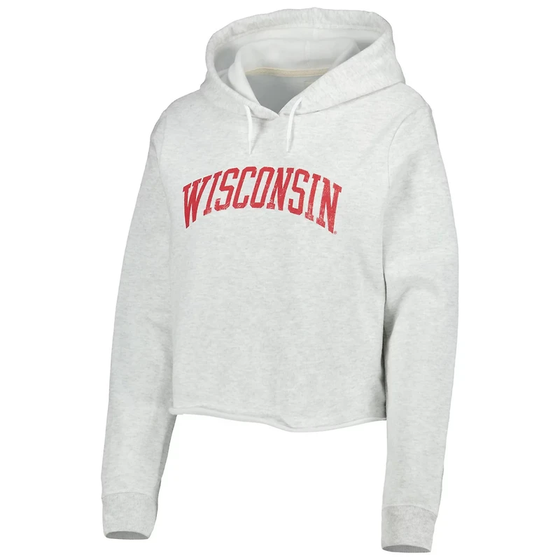 League Collegiate Wear Wisconsin Badgers 2-Hit 1636 Cropped Pullover Hoodie