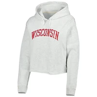 League Collegiate Wear Wisconsin Badgers 2-Hit 1636 Cropped Pullover Hoodie
