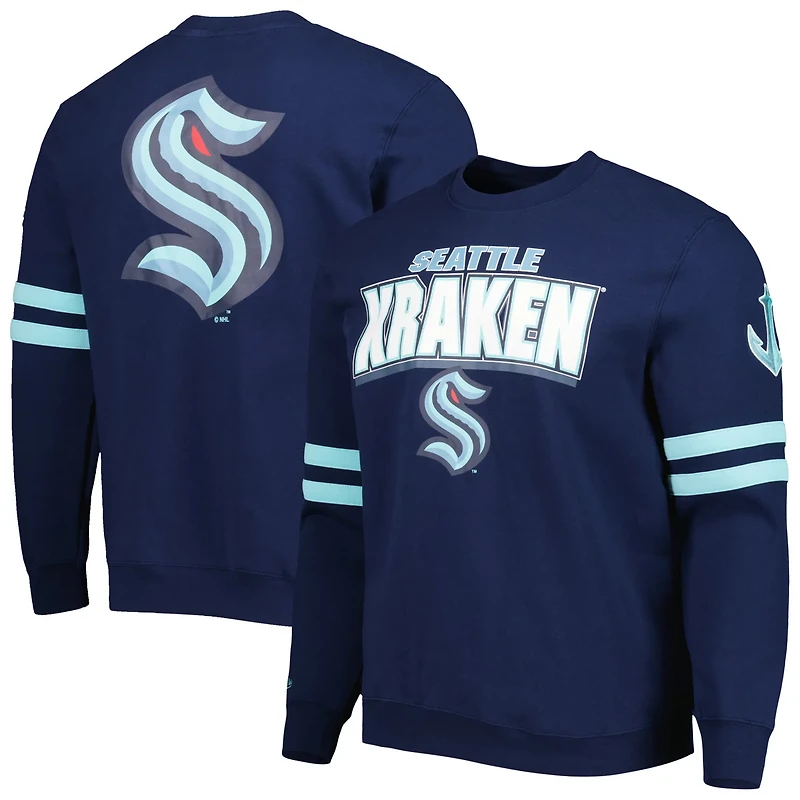 Mitchell  Ness Deep Sea Seattle Kraken Allover Logo Pullover Sweatshirt