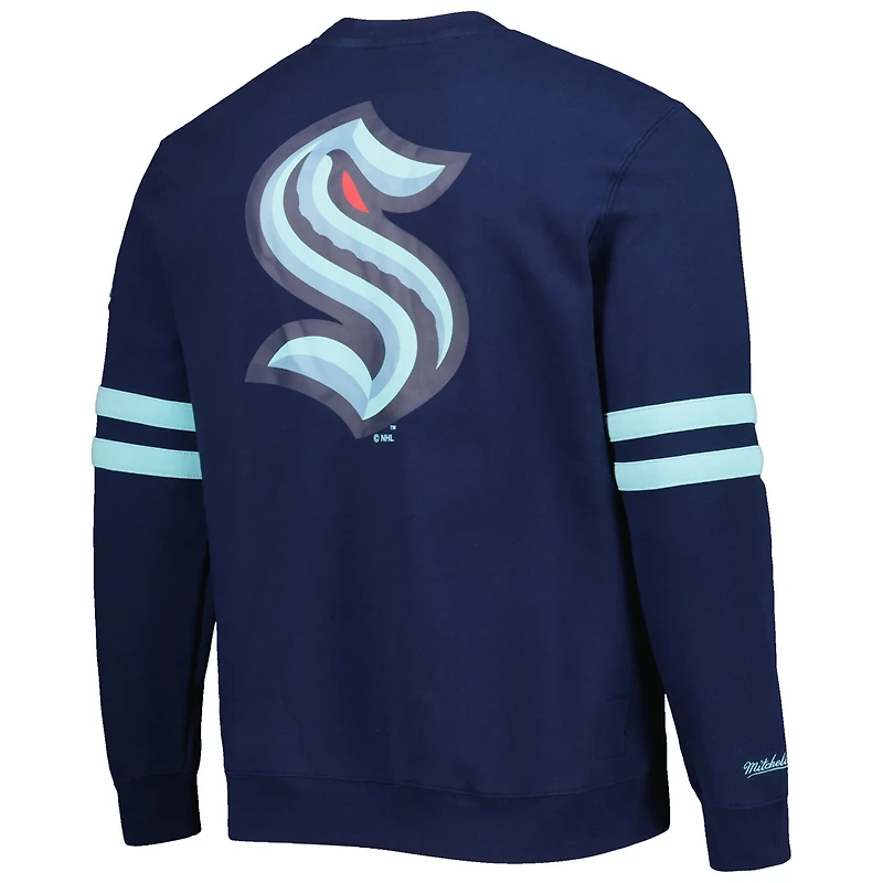 Mitchell  Ness Deep Sea Seattle Kraken Allover Logo Pullover Sweatshirt