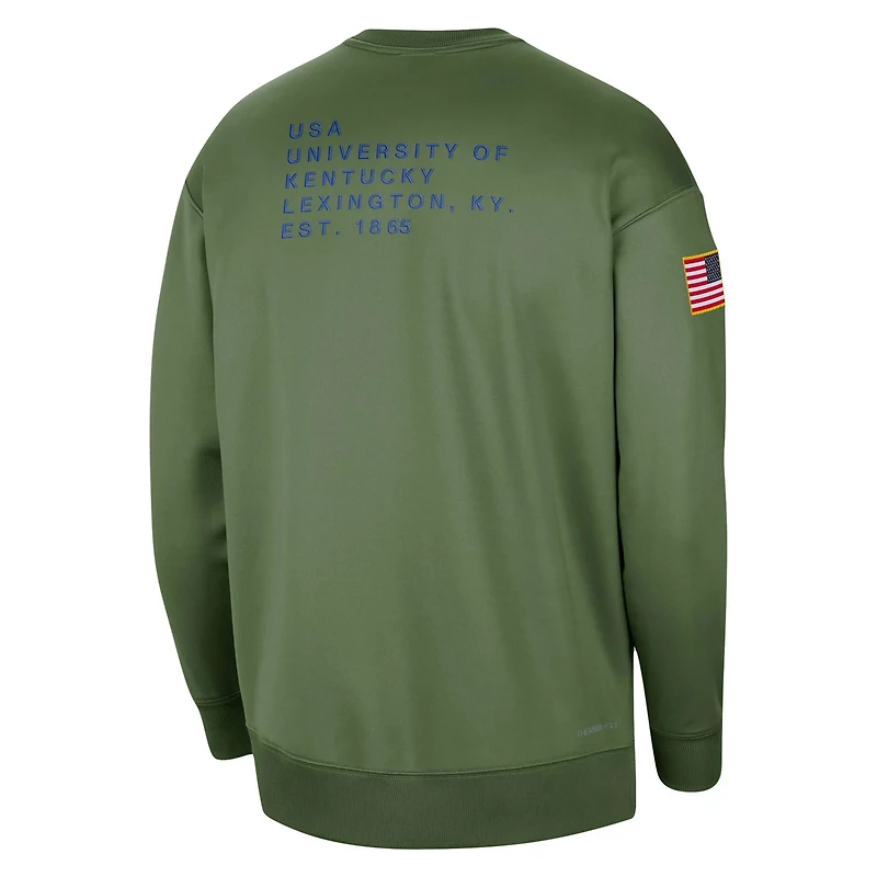Nike Kentucky Wildcats Military Collection All-Time Performance Crew Pullover Sweatshirt