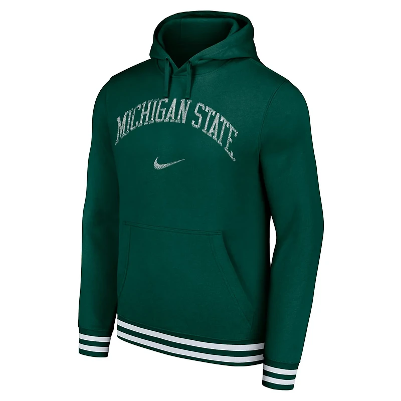 Nike Michigan State Spartans Distressed Sketch Retro Fitted Pullover Hoodie