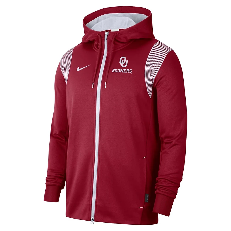 Nike Oklahoma Sooners 2022 Sideline Lockup Performance Full-Zip Hoodie Jacket