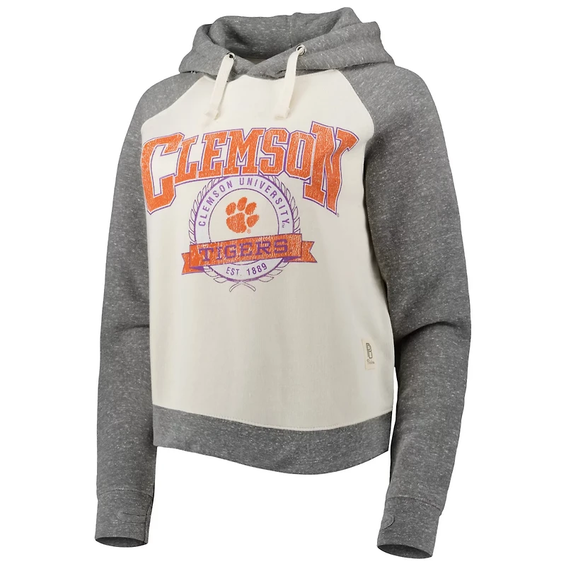 Pressbox /Heather Gray Clemson Tigers Cody Tri-Bend Raglan Pullover Hoodie