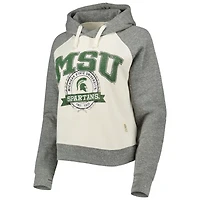 Pressbox /Heather Gray Michigan State Spartans Cody Tri-Bend Raglan Pullover Hoodie