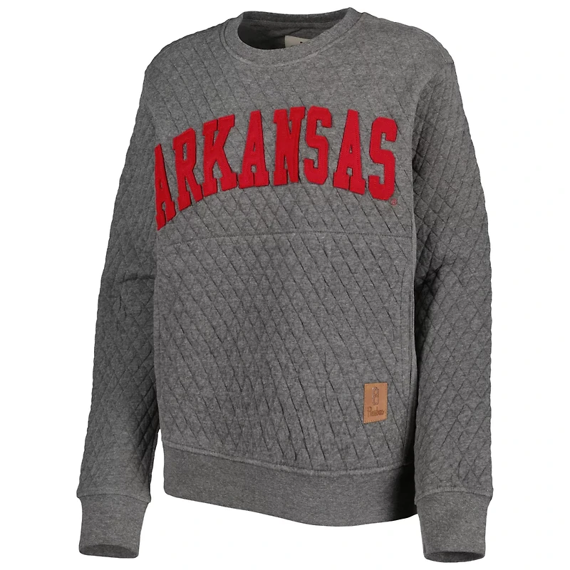 Pressbox Heather Charcoal Arkansas Razorbacks Moose Quilted Pullover Sweatshirt