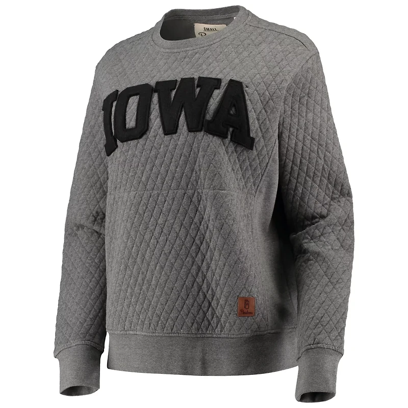 Pressbox Heather Charcoal Iowa Hawkeyes Moose Quilted Pullover Sweatshirt