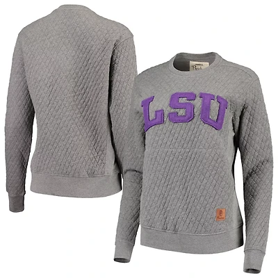 Pressbox Heather Charcoal LSU Tigers Moose Quilted Pullover Sweatshirt