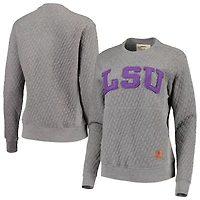 Pressbox Heather Charcoal LSU Tigers Moose Quilted Pullover Sweatshirt