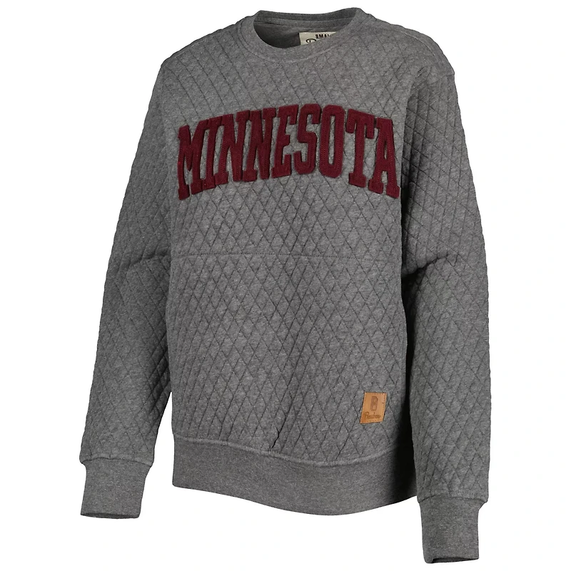 Pressbox Heather Charcoal Minnesota Golden Gophers Moose Quilted Pullover Sweatshirt