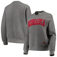 Pressbox Heather Charcoal Nebraska Huskers Moose Quilted Pullover Sweatshirt