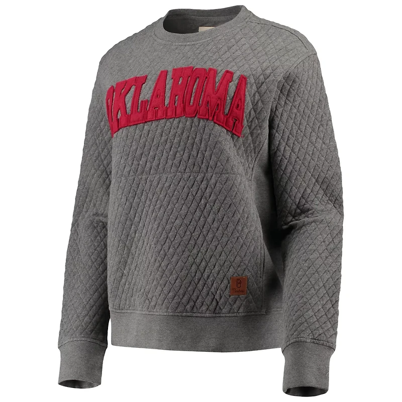 Pressbox Heather Charcoal Oklahoma Sooners Moose Quilted Pullover Sweatshirt