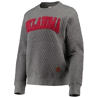 Pressbox Heather Charcoal Oklahoma Sooners Moose Quilted Pullover Sweatshirt