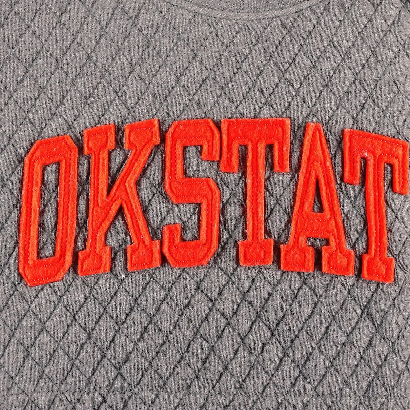 Pressbox Heather Charcoal Oklahoma State Cowboys Moose Quilted Pullover Sweatshirt