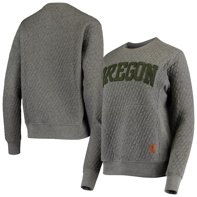 Pressbox Heather Charcoal Oregon Ducks Moose Quilted Pullover Sweatshirt