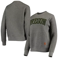 Pressbox Heather Charcoal Oregon Ducks Moose Quilted Pullover Sweatshirt