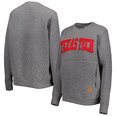Pressbox Heather Charcoal Texas Tech Raiders Moose Quilted Pullover Sweatshirt