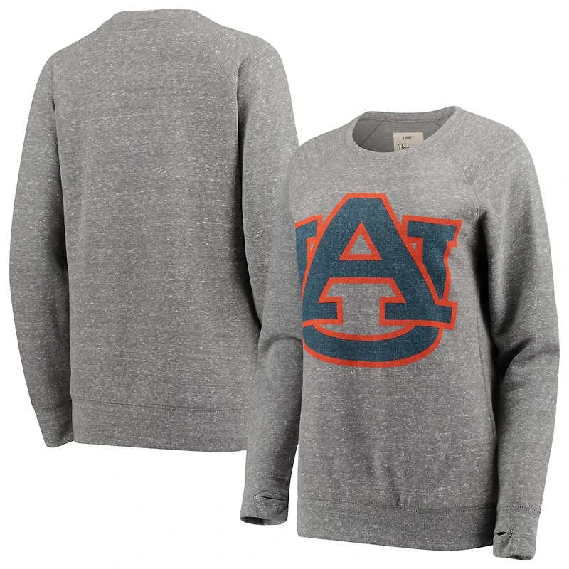 Pressbox Heathered Gray Auburn Tigers Big Team Logo Knobi Fleece Tri-Blend Crew Neck Sweatshirt