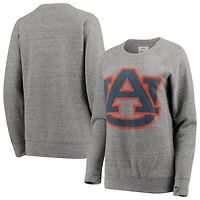 Pressbox Heathered Gray Auburn Tigers Big Team Logo Knobi Fleece Tri-Blend Crew Neck Sweatshirt
