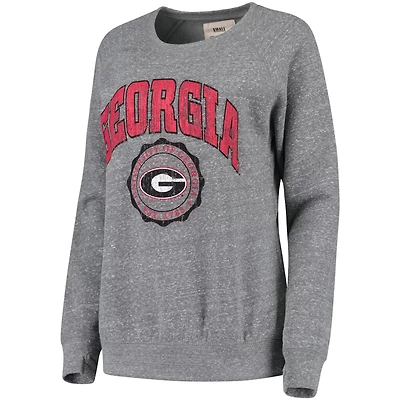 Pressbox Heathered Gray Georgia Bulldogs Edith Vintage Knobi Pullover Sweatshirt