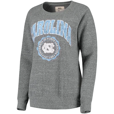 Pressbox Heathered Gray North Carolina Tar Heels Edith Vintage Knobi Pullover Sweatshirt