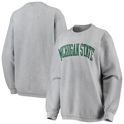 Pressbox Michigan State Spartans Comfy Cord Vintage Wash Basic Arch Pullover Sweatshirt