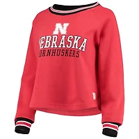 Pressbox Nebraska Huskers Cali Cozy Raglan Crop Pullover Sweatshirt