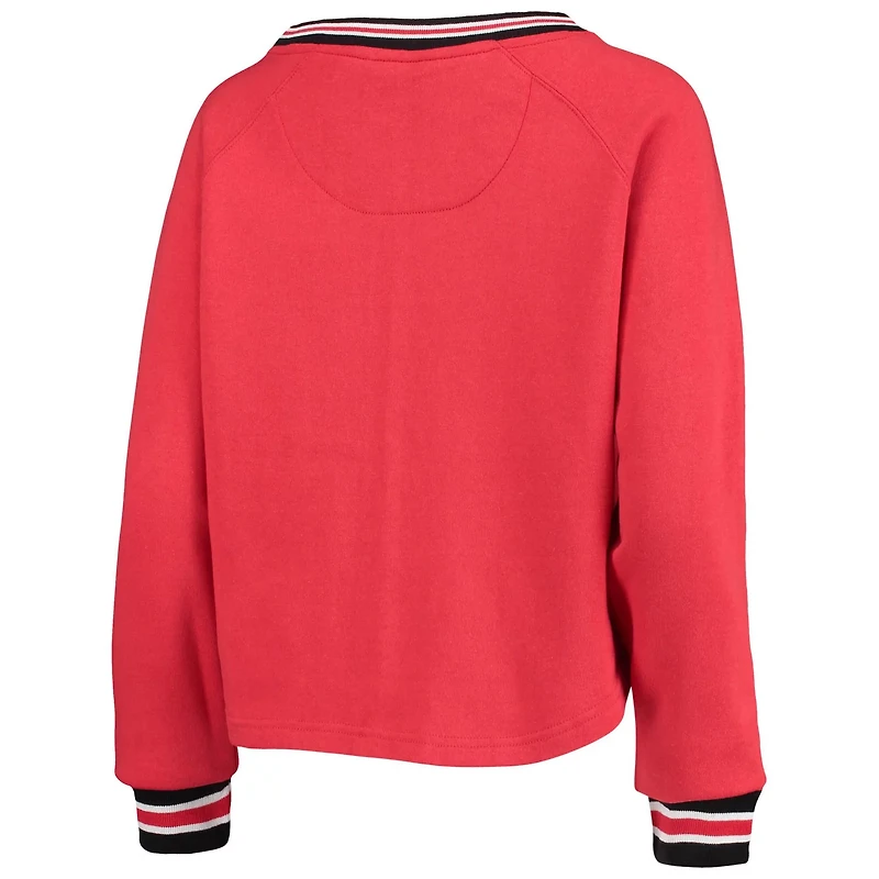 Pressbox Nebraska Huskers Cali Cozy Raglan Crop Pullover Sweatshirt