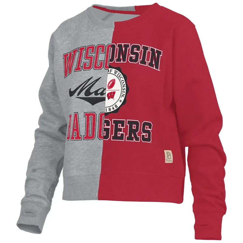 Pressbox Wisconsin Badgers Half and Raglan Pullover Sweatshirt