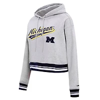 Pro Standard Michigan Wolverines Script Tail Fleece Cropped Pullover Hoodie