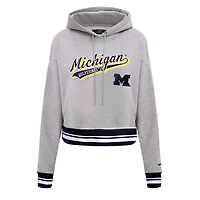 Pro Standard Michigan Wolverines Script Tail Fleece Cropped Pullover Hoodie