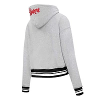 Pro Standard Nebraska Huskers Script Tail Fleece Cropped Pullover Hoodie