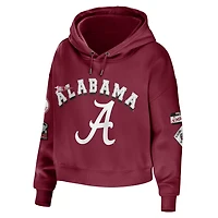 WEAR by Erin Andrews Alabama Tide Mixed Media Cropped Pullover Hoodie