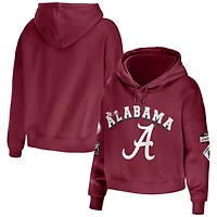 WEAR by Erin Andrews Alabama Tide Mixed Media Cropped Pullover Hoodie