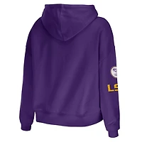 WEAR by Erin Andrews LSU Tigers Mixed Media Cropped Pullover Hoodie
